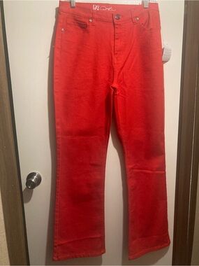 DG2 by Diane Gilman Bright Red Wide Leg Jeans